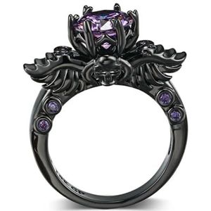 Retro Punk Skull Gothic Ring Voor Vrouwen Mannen Halloween Goth Zwart Goud Kleur Ringen Fashion Jewelry -5-R623