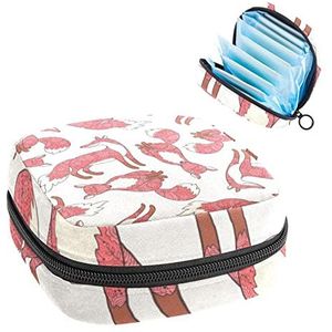 Opbergtas voor maandverband Pads, Menstruatie Cup Pouch, Periode Bag Organizer voor vrouwelijke Pads Tampons, Rode Mandala Bloemen Vossen
