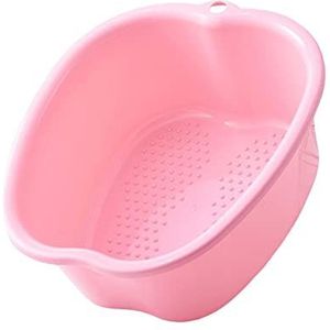 Voet Tub Groot Plastic Draagbaar Voetbad Spa Wastafel voor teennagels en enkels, roze, 37,3 x 33 x 15 cm