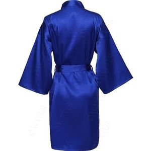 LHSJYG Damesgewaden bruidsmeisje gewaad bruidsgewaad korte satijnen badjas vrouwen bruiloft badjas nachtkleding ochtendjas grote maten riem (koningsblauw, pas uw tekst aan)
