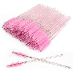 60 stuks wimpers, wenkbrauw, mascara toverstokken applicator wimper ricinusolie borstel cosmetische make-up gereedschap (kristalzwart)