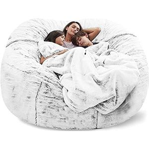 OLLWBYDM Zitzak stoelhoes, luie banken wasbare jumbo zitzak stoel voor slaapzaalfamilie, zachte ligstoel zitzak meubeldecoratie (geen vulmiddel) (Color : Snow black, Size : 6ft(150 * 65cm))