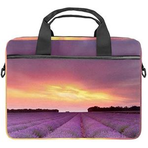 Lavendel Bloemen Laptop Schouder Messenger Bag Crossbody Aktetas Messenger Sleeve voor 13 13.3 14.5 Inch Laptop Tablet Beschermen Tote Bag Case, Meerkleurig, 11x14.5x1.2in /28x36.8x3 cm