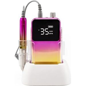 De beste borstelloze 85W elektrische nagelvijl 35000 RPM snoerloos, stil en stabiel, lange levensduur nagelboormachine(Pink Pro,AU)