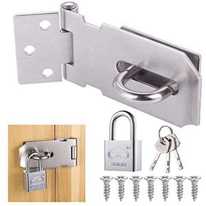 Deurvergrendeling - Roestvrijstalen Hangslot - Voor Tuinpoort en Binnendeuren - Inclusief Schroeven