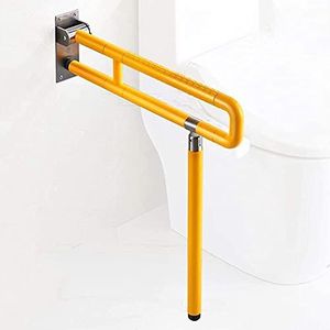Badkamer handgreep leuningen, veiligheid armleuningen, grijpbar badkamer U-vormig, opvouwbare lift ondersteuning gehandicapte ouderen toilet hulproestvrij stalen handgreep/geel/60 cm