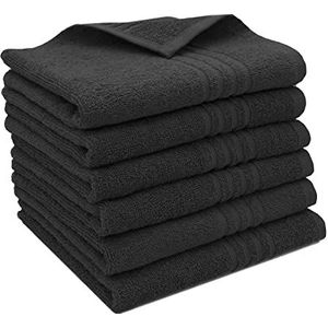 ZOLLNER 6er Set Gastendoeken 100% Katoen, 40x60 cm, zwart.