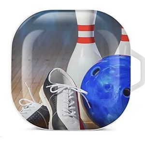 Bowling schoen print oordopjes hoesje compatibel met Samsung hard shell beschermhoes wit stijl