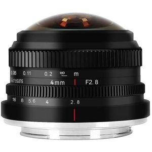 7artisans 4 mm F2.8 cirkelvormige fisheye-lens, 225 ° ultragroothoek, compatibel met APS-C Sony E-Mount-camera's a6400 a6300 a6100 a6000 a5100 a500 a6500 a6600 Nex-3 Nex-3 Nex-3 Nex-3 Nex-3 N Nex-3R