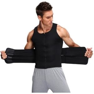 Rugcorrectie, Compressieshirts Afslankende ondershirts Shapewear Tailletrainer Body Shaper Vest Rugondersteuningsgordel(Black,XL)