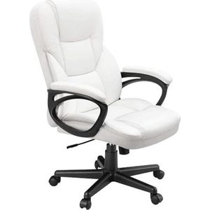 Comfortbureaustoelen Bureaustoelen met hoge rugleuning, armleuning en wielen Computerstoel Ademend leer Ergonomische bureaustoel