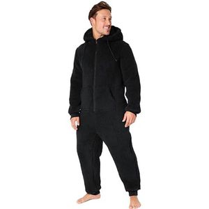 CityComfort Onesie voor volwassenen voor mannen en tieners - gezellige nachtkleding pluizige fleece onesie met capuchon voor mannen M-3XL loungewear - geschenken voor hem, Zwart, M