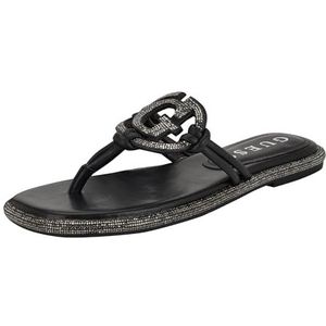 Guess Saima platte sandaal voor dames, Zwart Kristal 002, 36 EU