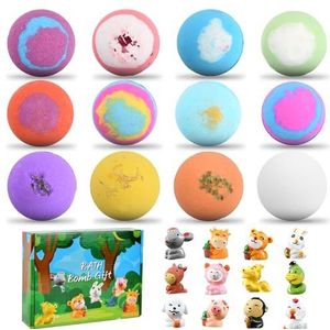 Focenat 12 stuks badbruisballen voor kinderen, badbruisbal cadeauset met verrassingsspeeltje erin, zeedieren, bubbelbadbruisballen, badbal, bubbelbad verjaardagscadeau voor meisjes en jongens