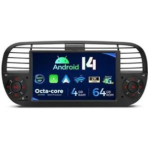 Autoradio GPS XTRONS PX7450FBL voor Fiat 500 2007-2015 Android 14 Wi-Fi Carplay Android Auto