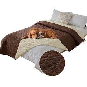SHUOJIA Waterdichte huisdierdeken, bankovertrek voor huisdieren, bescherming voor huisdierbank, grote dekens voor honden en katten, banktopper (172 x 208 cm, donkerbruin)