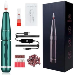 35000 RPM Elektrische Manicure Machine USB Nagelboor for Acryl Nagel Gel Polish Professionele E-bestand Frezen Nagelvijlen salon Tool(35000RPM-Green)