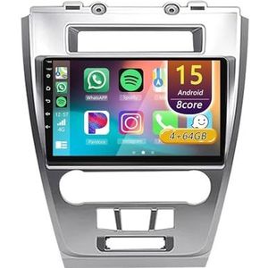 Android 15 Radio,voor Ford Fusion Mondeo 2009-2012, 9 Inch Touchscreen Autoradio Met Wireless CarPlay Android Auto Bluetooth WIFI GPS-navigatie Swc(B (Silver),F 8core(8G+256G))