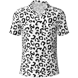 Jkkghll Zwarte luipaardprint print ademende polo T-shirts met korte mouwen Casual Uitstapjes Camping Golf Lente Zomer, Zwart, 3XL