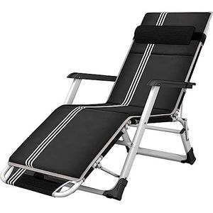 GEIRONV Zwaartekracht fauteuil stoelen, met kussen verstelbare ligstoel fauteuils kantoor dutje stoel draagbare buiten ligstoel stoel Fauteuils (Color : With Pad, Size : 178x25cm)