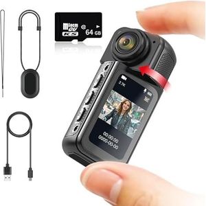 Mini Recorder 2.7K Vinger Actie Camera Lichtgewicht POV Met Magnetische Riem 1.47 inch IPS Scherm Fiets Vlog Huisdier Camera(Black With 64GB Card)