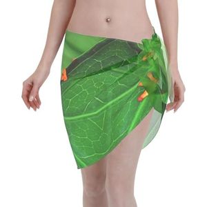 Leuke kikkerprint elegante strandwrap, bikini cover-up, badmode jurk, voor vrouwen, perfect voor zwembad en resort zwart