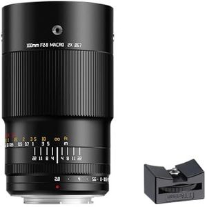 TTArtisan 100mm F2.8 Macro 2x Metalen Bodied Lens met Koude Schoenhouder Compatibel met Canon EF-houder - Zwart