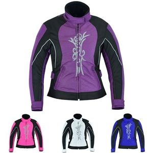 warrior gears Grafisch borduurwerk motorjas voor dames, waterdichte jas voor dames, bikerjassen voor outdoor, meisjes CE gepantserde motorjas ontworpen beschermende uitrusting, Paars, XL