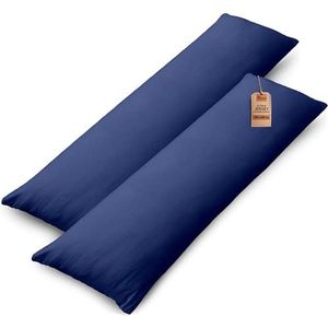 NatureMark 2-pack jersey kussensloop kussenslopen zijslaper hoofdkussen nekkussen vele maten en kleuren OEKO-TEX (40 x 145 cm (zijslaper/zoogkussensloop), marineblauw)