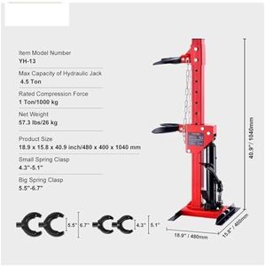 Strut Spring Compressor 4,5 ton / 9920 LBS Hydraulische krik 1 ton nominale compressiekracht Auto Strut Coil Spring Compressor, Hydraulisch gereedschap