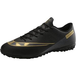 MDPCX Concurrerende Unisex Kids Voetbalschoenen Mannen Indoor Outdoor Voetbalschoenen Atletische Turf Mundial Team Cleat Running Sport Lichtgewicht Ademend Anti-Skid Demping Schoenen, Zwart, 40.5 EU