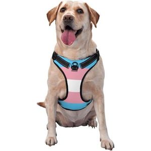 Ademend en verstelbaar hondenharnas met riem, blauwe kleurrijke vlag hondenharnas voor grote middelgrote en kleine honden