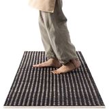 HOMELEVEL loper tapijt voor keuken - 60 x 180 cm - Antislip vloerkleed - 100% katoen - Keukenloper wasbaar - Ook voor in de gang - Beige en zwart