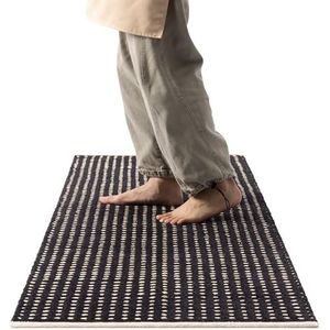 HOMELEVEL loper tapijt voor keuken - 60 x 180 cm - Antislip vloerkleed - 100% katoen - Keukenloper wasbaar - Ook voor in de gang - Beige en zwart