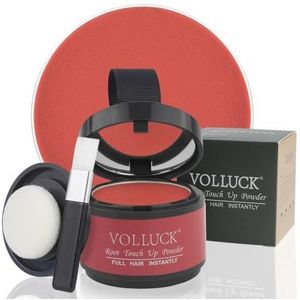 VOLLUCK Root Touch-up Poeder – Directe Dekking voor Uitgroei, Grijze Haren & Dunner Wordende Haarlijn – Natuurlijke, Niet-Vettige Haarpoeder voor Mannen en Vrouwen 4 g (Rood)