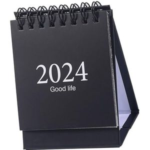Dagelijkse Papierplanner, Minikalender van Augustus 2023 Tot December 2024, Compacte Draadspoel voor Thuisplanning (Zwart)