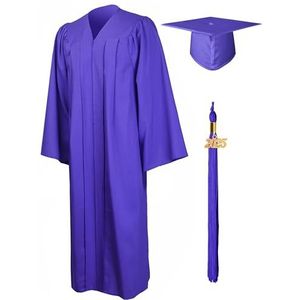 GraduationMall 2024 Afstudeerjurk en Pet Kwastje Jaar Bedel voor Volwassenen Universiteit Middelbare Kleding Kostuum Uniseks M(5'6""-5'8"") Paars