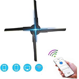3D-hologramventilator WIFI 3D HOLGRAM-projectorventilator 510 LED Holografische Lampspeler 3D Remote Reclame Display-projector Licht met 1 6G TF Kerst holografische projector