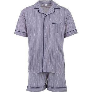 Lucky Korte herenpyjama met korte mouwen, zomer met knoopsluiting, maat M-XXL, grijs, Large