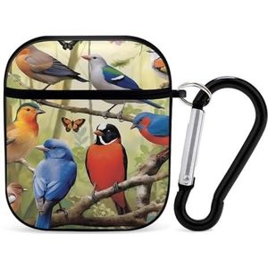 Birds Park Leuke Case voor AirPods 2&1 Schokbestendige Beschermende Hoofdtelefoon Gevallen Cover Met Sleutelhanger Voor Mannen Vrouwen