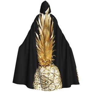 Bxzpzplj Gouden ananas Womens Mens volledige lengte carnaval cape met capuchon cosplay kostuums mantel, 185 cm