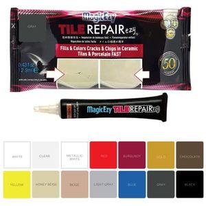 MagicEzy Tegel REPAIRezy : (Mid Grey) Fix Chips & Gaten in keramische tegels snel - Dikke tegel vuller - Repair Kit…