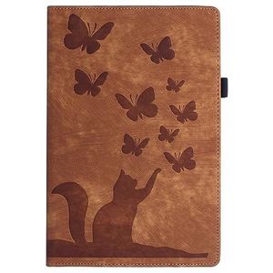 Tablet PC-hoes Compatibel Met Lenovo Tab P12/voor Lenovo Tab Pad Pro 12,7 Inch Reliëf Opvouwbare Standaard Beschermhoes Flip Case Schokbestendig PU Leer Kaartsleuf Tablet Shell Bescherming(Kahverengi)