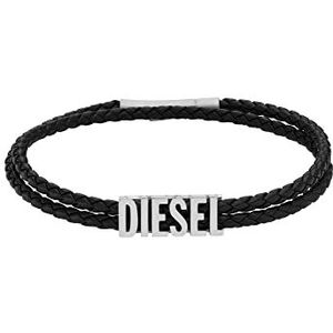 DIESEL Armband leer zwart, DX1391040, 185mm L x 5.7mm H x 8.2mm W, Leer, Geen Edelsteen