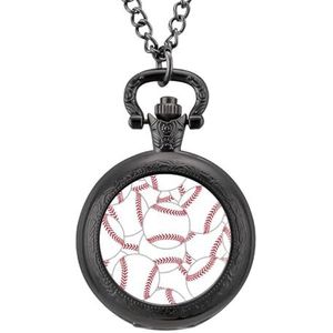 I Love Baseball Vintage zakhorloge met ketting kwarts Arabisch cijfer digitale schaal gepersonaliseerde kerst verjaardagscadeaus zwarte stijl