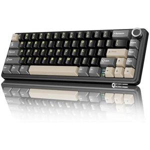 MAMBASNAKE X ATTACK SHARK X66 65% Draadloos Mechanisch Toetsenbord met Knop, 66 Toetsen Hot Swap RGB Gaming Toetsenbord 60 Procent, BT/2.4G/USB-C, Lineaire Schakelaar, PBT Toetskappen - Starry Black