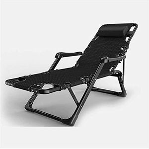 GEIRONV Tuinstoelen, Stalen Voeten Opklapbed Strand Zwembad Outdoor Patio Camping Fauteuils Zonnebank Zero Gravity Chair Fauteuils (Color : Black)