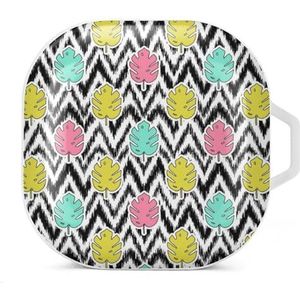 Monstera Palm Leaves Oordopjes Hoesje Compatibel met Samsung Hard Shell Beschermhoes Wit-Stijl