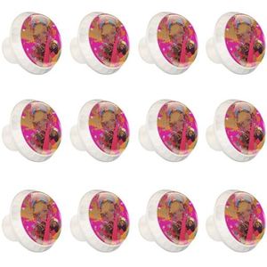 XYMJT voor Princess Peach 12 stuks witte ronde ladetrekkers met schroeven - ABS glazen kasthandgrepen 35 x 28 x 17 mm - kastbeslag witte kristallen knoppen