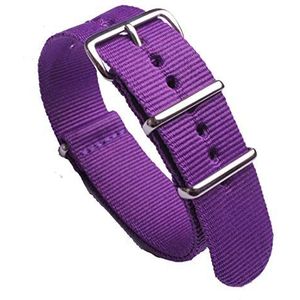 Horlogebandjes voor mannen en vrouwen, horlogeband 18mm/20mm/22mm/24mm Nylon Band Zilveren Pin Gesp Sport Mannen en vrouwen Waterdichte Horloge Accessoires Armband Horlogeband (Color : Purple, Size